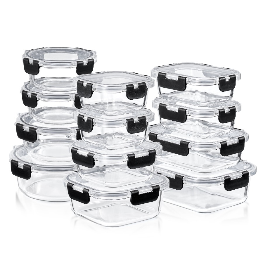 Meal Prep Glass Containers With Lids - 12pc Glass Meal Prep Containers Airtight