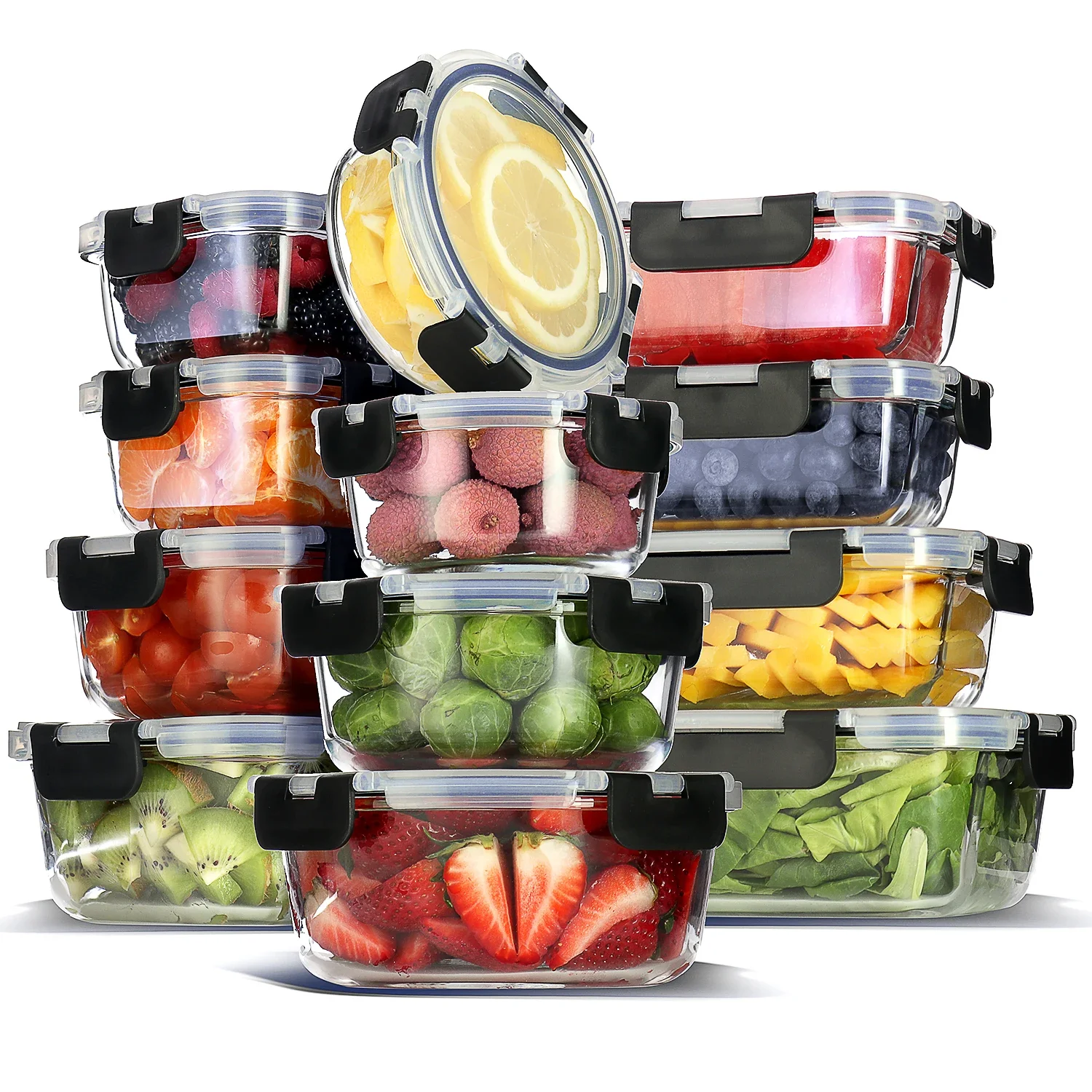 Meal Prep Glass Containers With Lids - Glass Food Storage Containers with Lids,