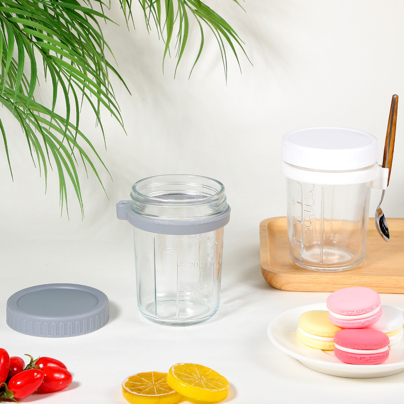 Meal Prep Oatmeal Jars - 2Pcs Glass Overnight Oats Jars with