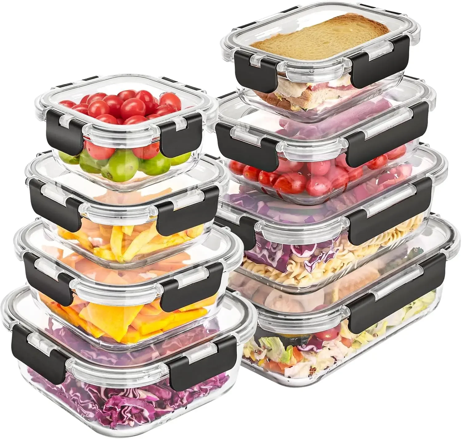 Meal Prep Glass Containers With Lids - 8 Pack Glass Food Storage Containers