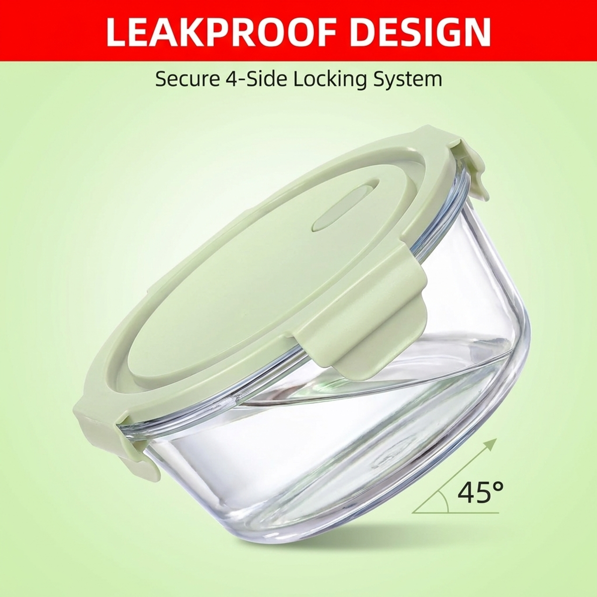 Meal Prep Glass Containers Oven Safe - Leakproof Matcha Green Glass Lunch Containers,Heat