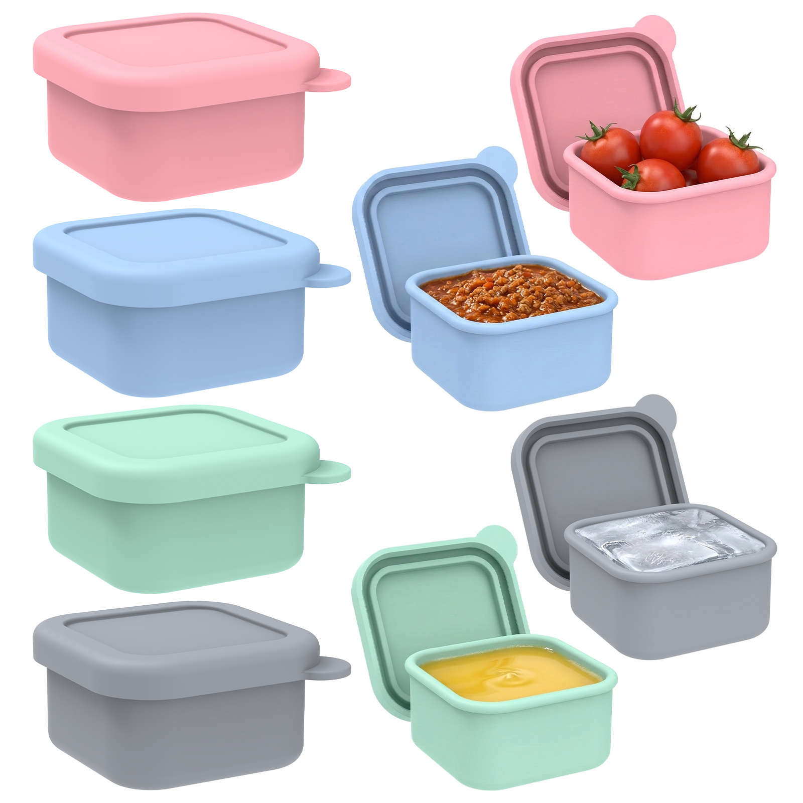 Meal Prep Frozen - 4/8 Pcs 3.4 oz Silicone Freezer