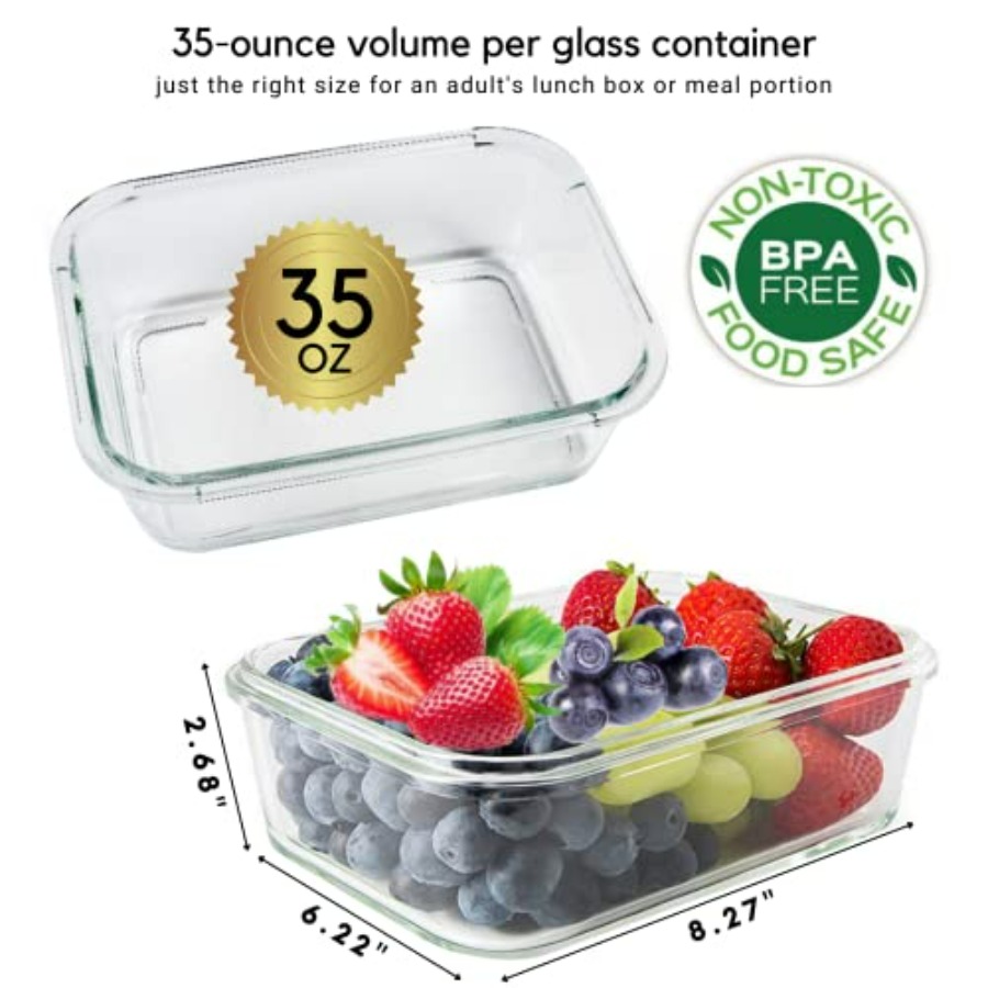 Glass Meal Prep Containers: 5  - Meal Prep Glass Containers With Lids recensie en prijs