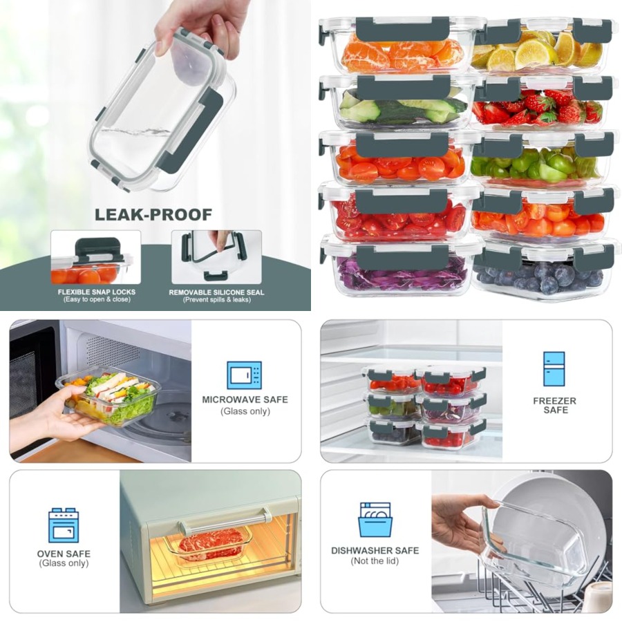 10 Packs 22 oz Glass Meal Prep - Meal Prep Glass Containers With Lids recensie en prijs