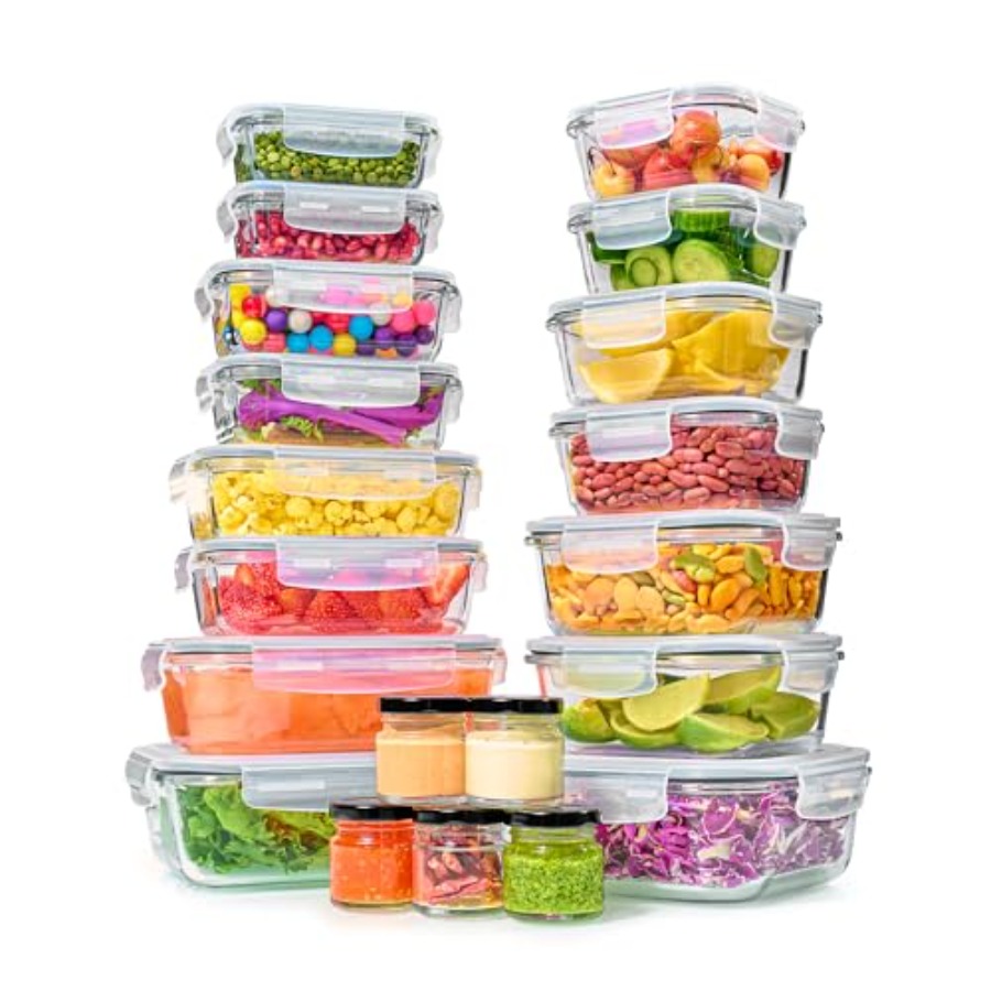 40pc Set Glass Food Storage Co - Meal Prep Glass Containers With Lids recensie en prijs