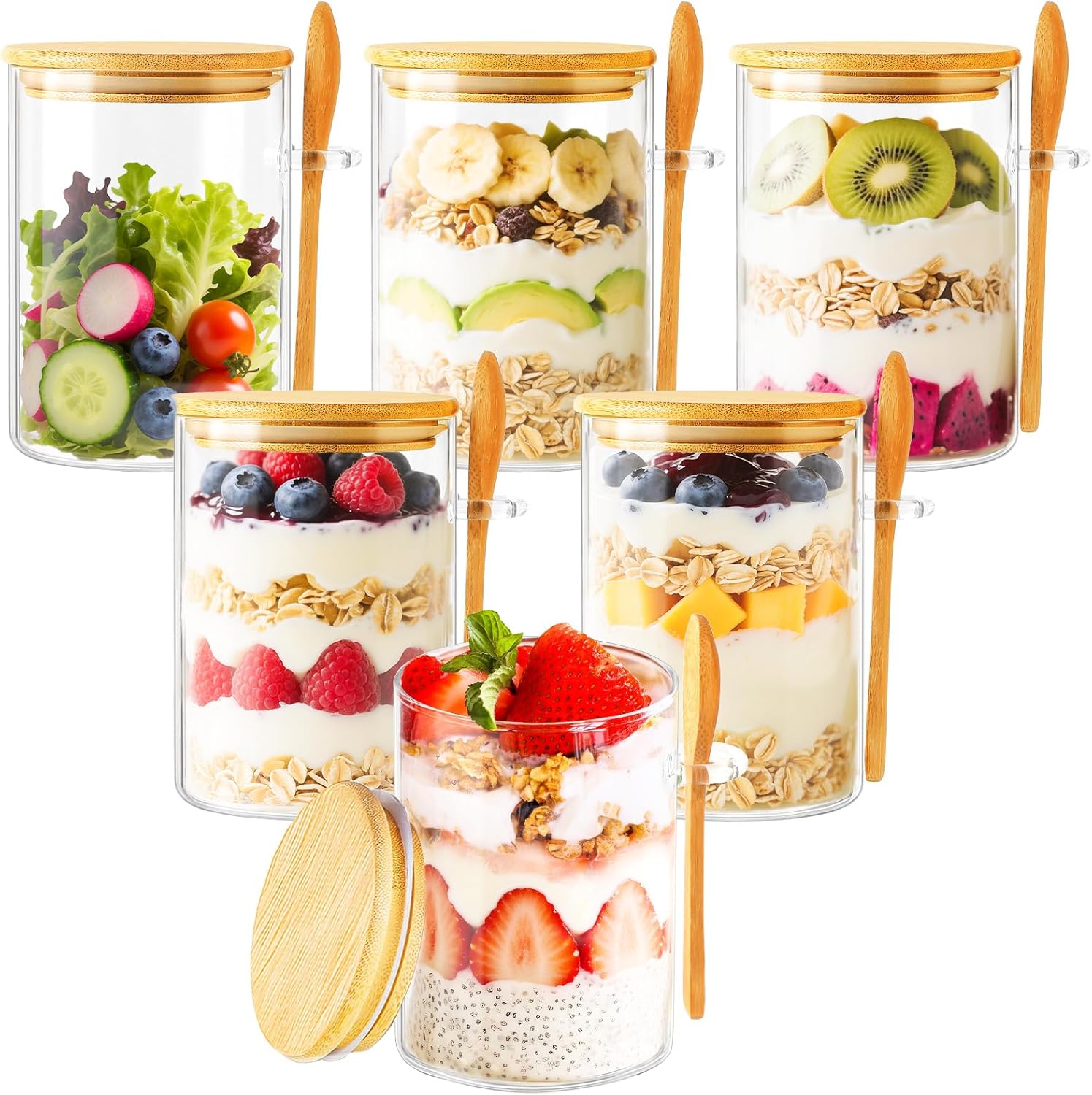 6 Pack Overnight Oats Containe - Meal Prep Glass Containers With Lids recensie en prijs
