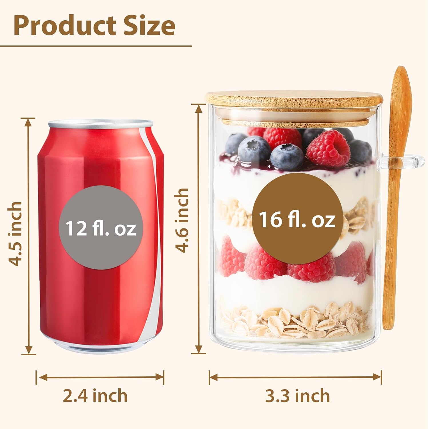 6 Pack Overnight Oats Containe - Meal Prep Glass Containers With Lids recensie en prijs
