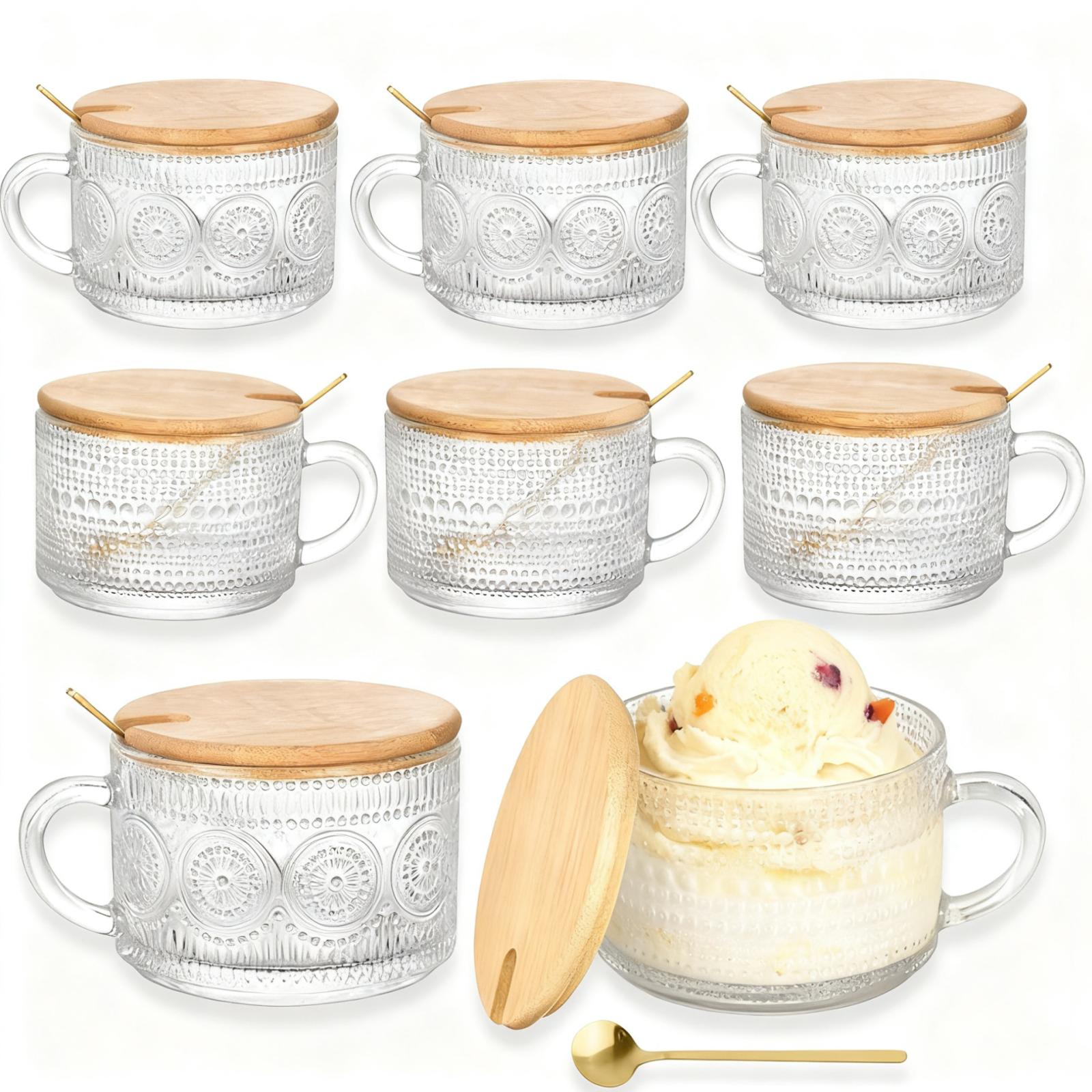 8 Pack Vintage Embossed Glass  - Meal Prep Oatmeal Jars recensie en prijs
