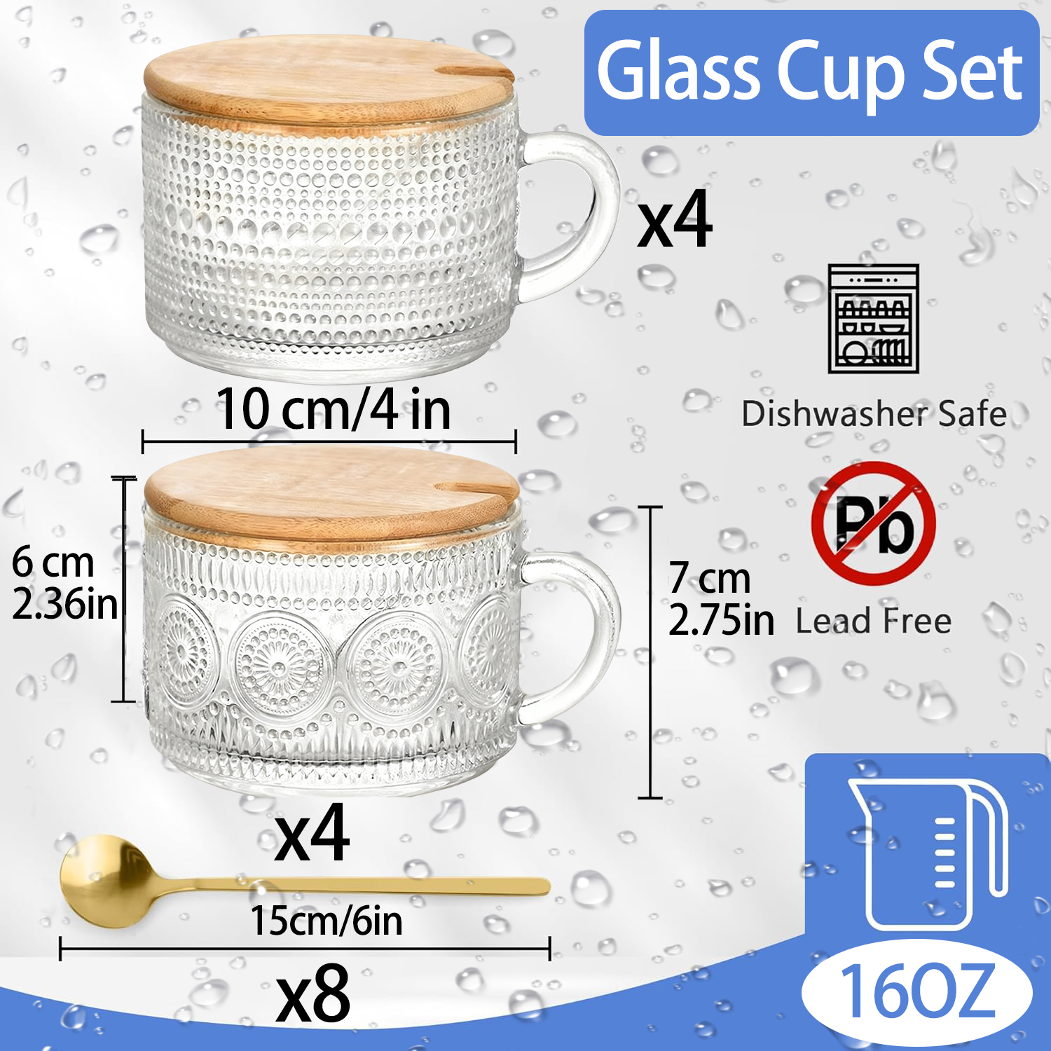8 Pack Vintage Embossed Glass  - Meal Prep Oatmeal Jars recensie en prijs