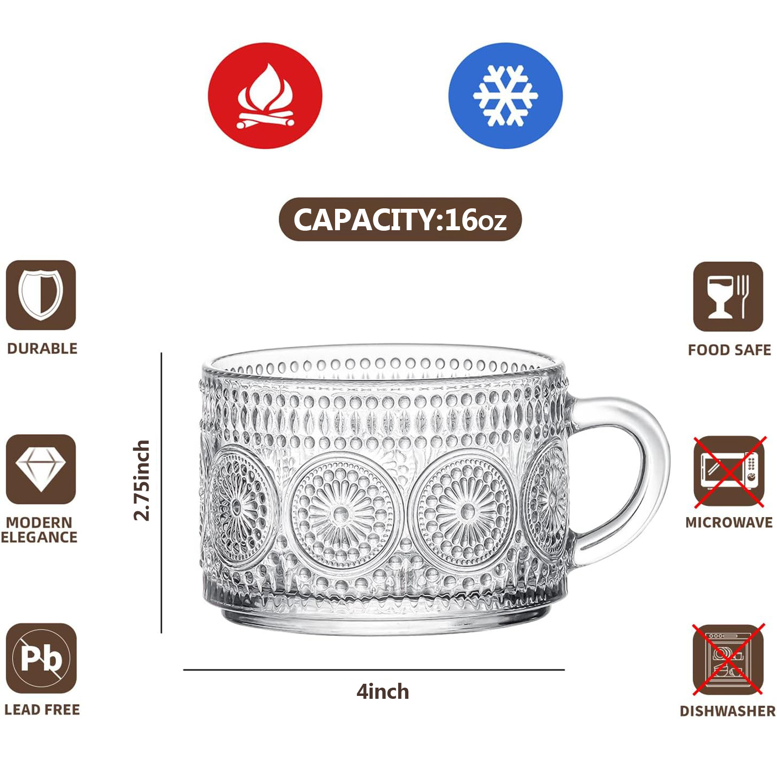 8 Pack Vintage Embossed Glass  - Meal Prep Oatmeal Jars recensie en prijs