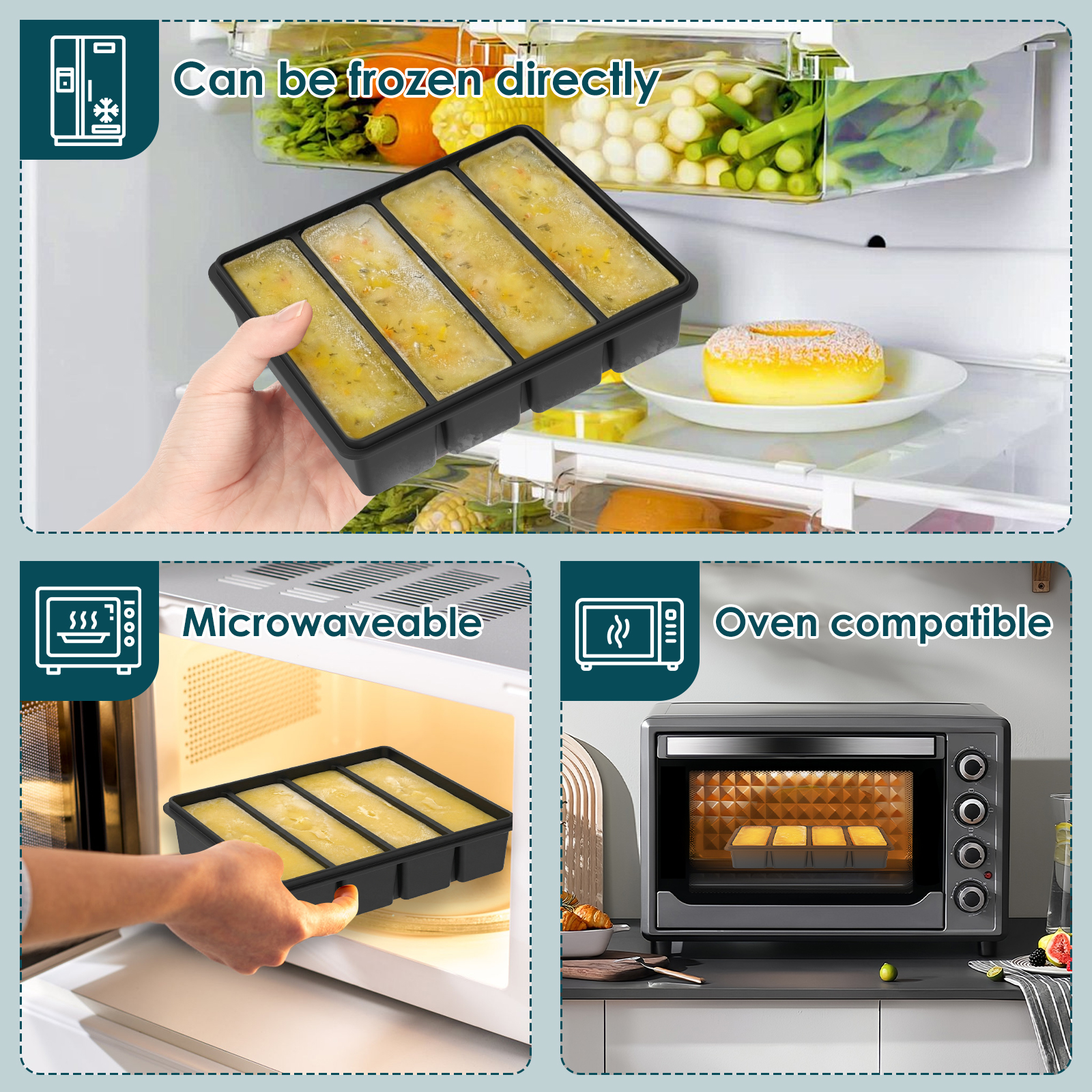 4 Pack Silicone Freezer Tray w - Meal Prep Menu recensie en prijs