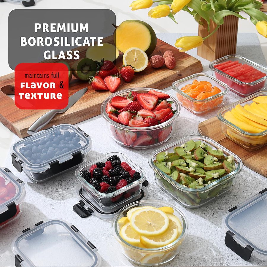 48pc Glass Storage Containers  - Meal Prep Glass Containers With Lids recensie en prijs