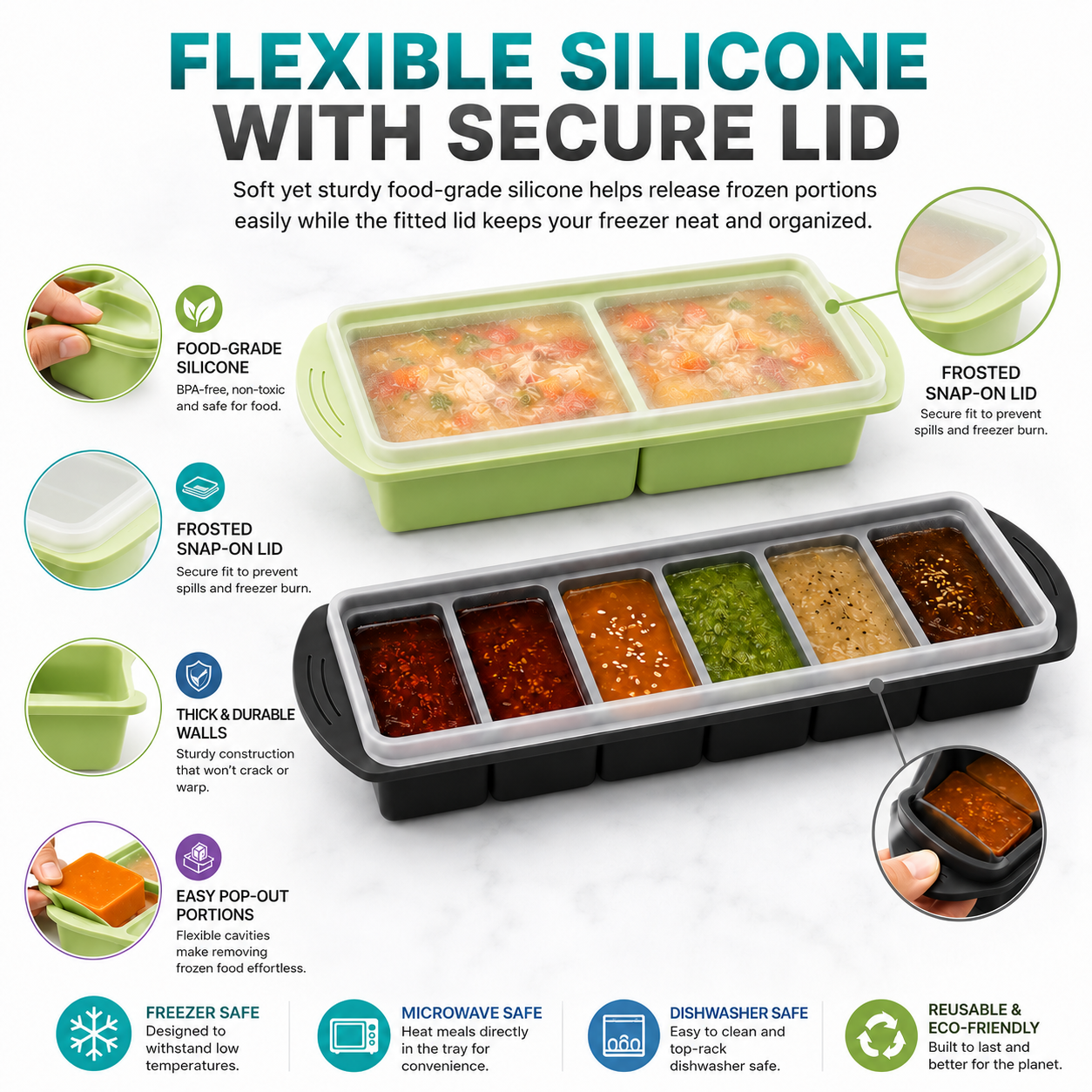 3 Pack Silicone Freezer Trays  - Meal Prep Menu recensie en prijs