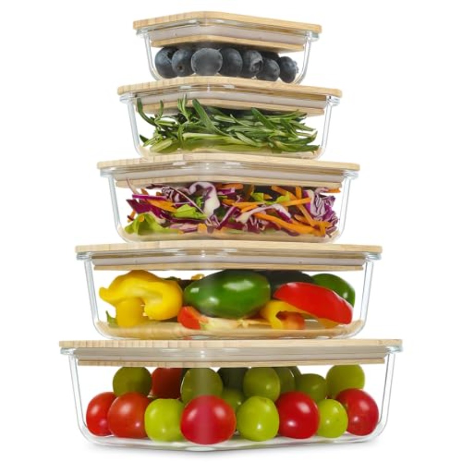 Glass Containers with Bamboo L - Meal Prep Glass Containers With Lids recensie en prijs