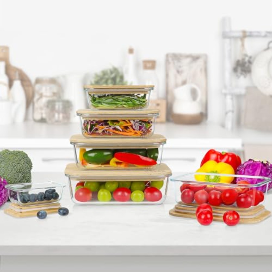 Glass Containers with Bamboo L - Meal Prep Glass Containers With Lids recensie en prijs