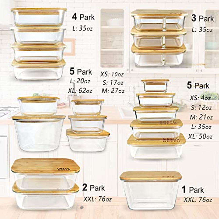 Glass Containers with Bamboo L - Meal Prep Glass Containers With Lids recensie en prijs