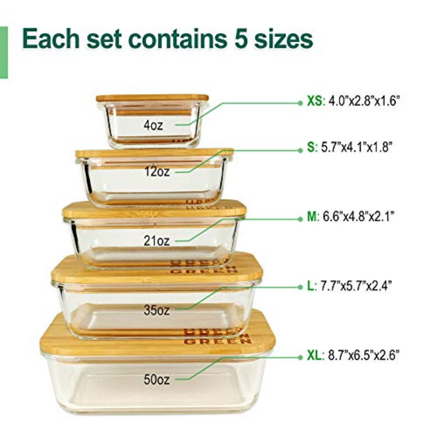 Glass Containers with Bamboo L - Meal Prep Glass Containers With Lids recensie en prijs