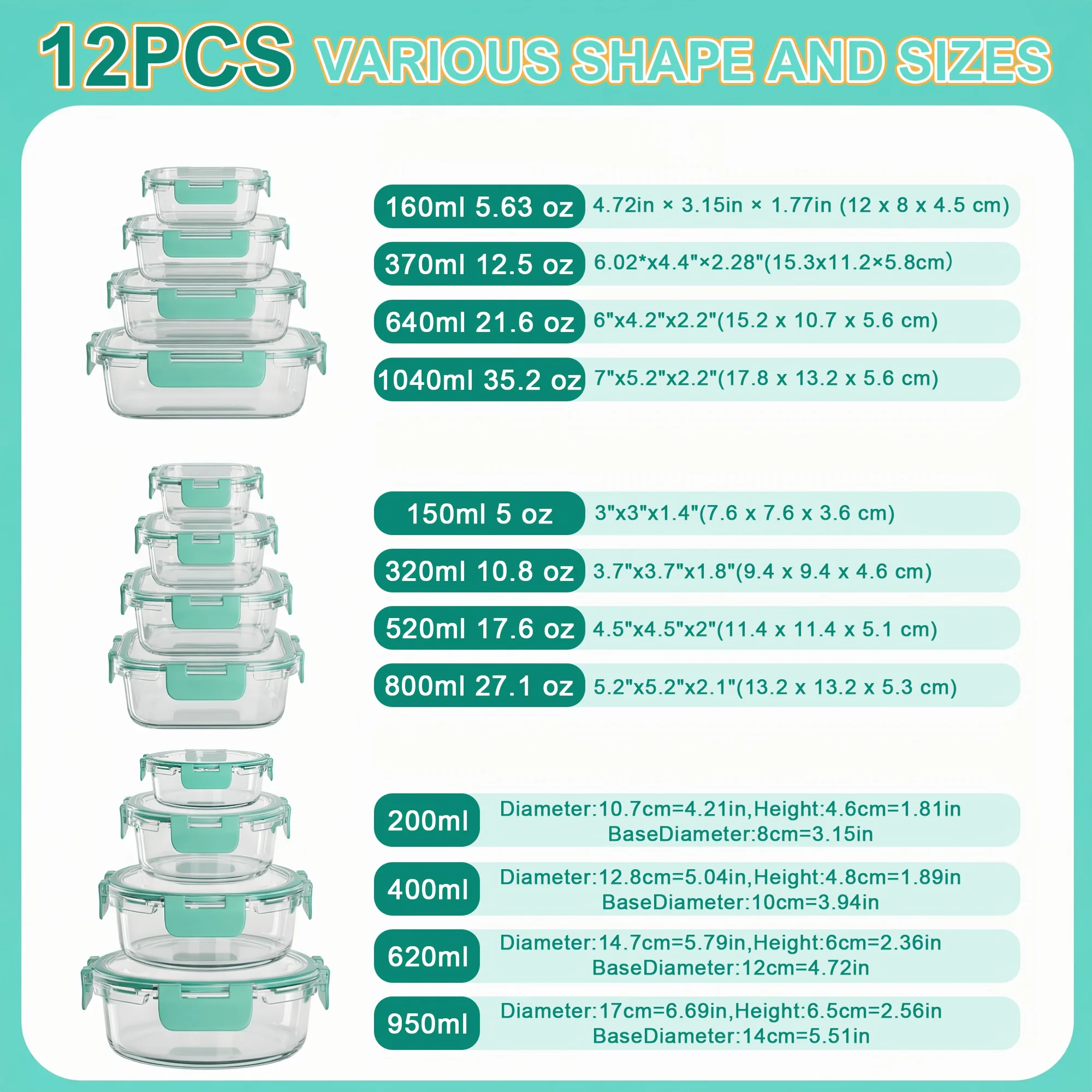 10/12/17pcs Borosilicate Glass - Meal Prep Glass Containers With Lids recensie en prijs