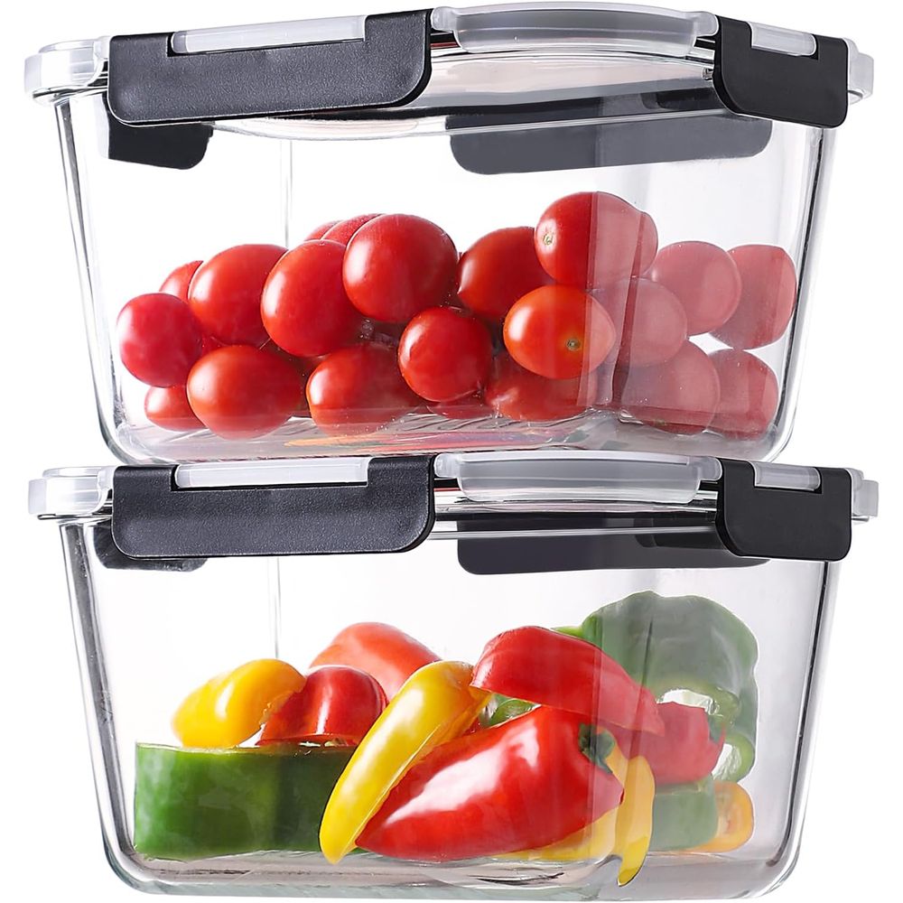 4-Piece 63oz Glass Food Storag - Meal Prep Glass Containers With Lids recensie en prijs