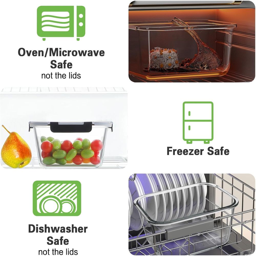 4-Piece 63oz Glass Food Storag - Meal Prep Glass Containers With Lids recensie en prijs