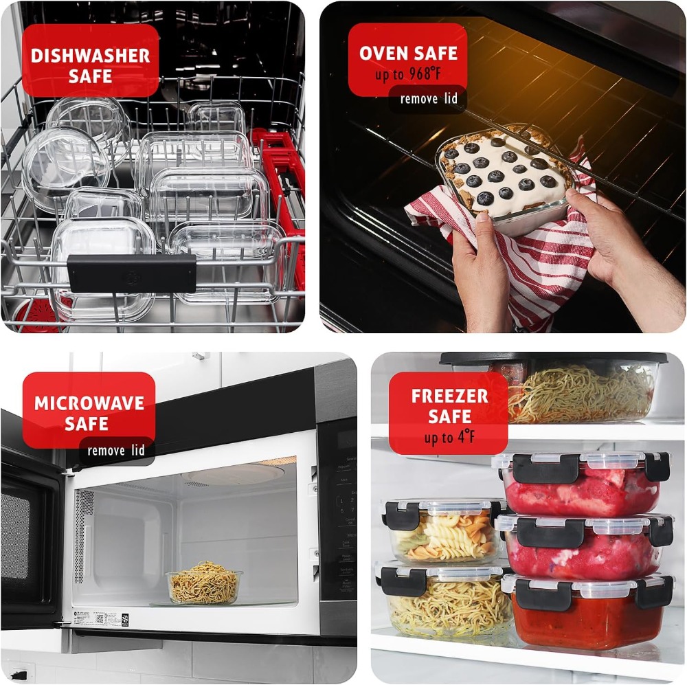 48pc Glass Food Storage Contai - Meal Prep Glass Containers Oven Safe recensie en prijs