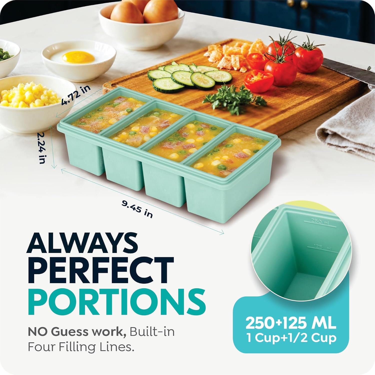 Silicone Freezer Trays with Li - Meal Prep Frozen recensie en prijs