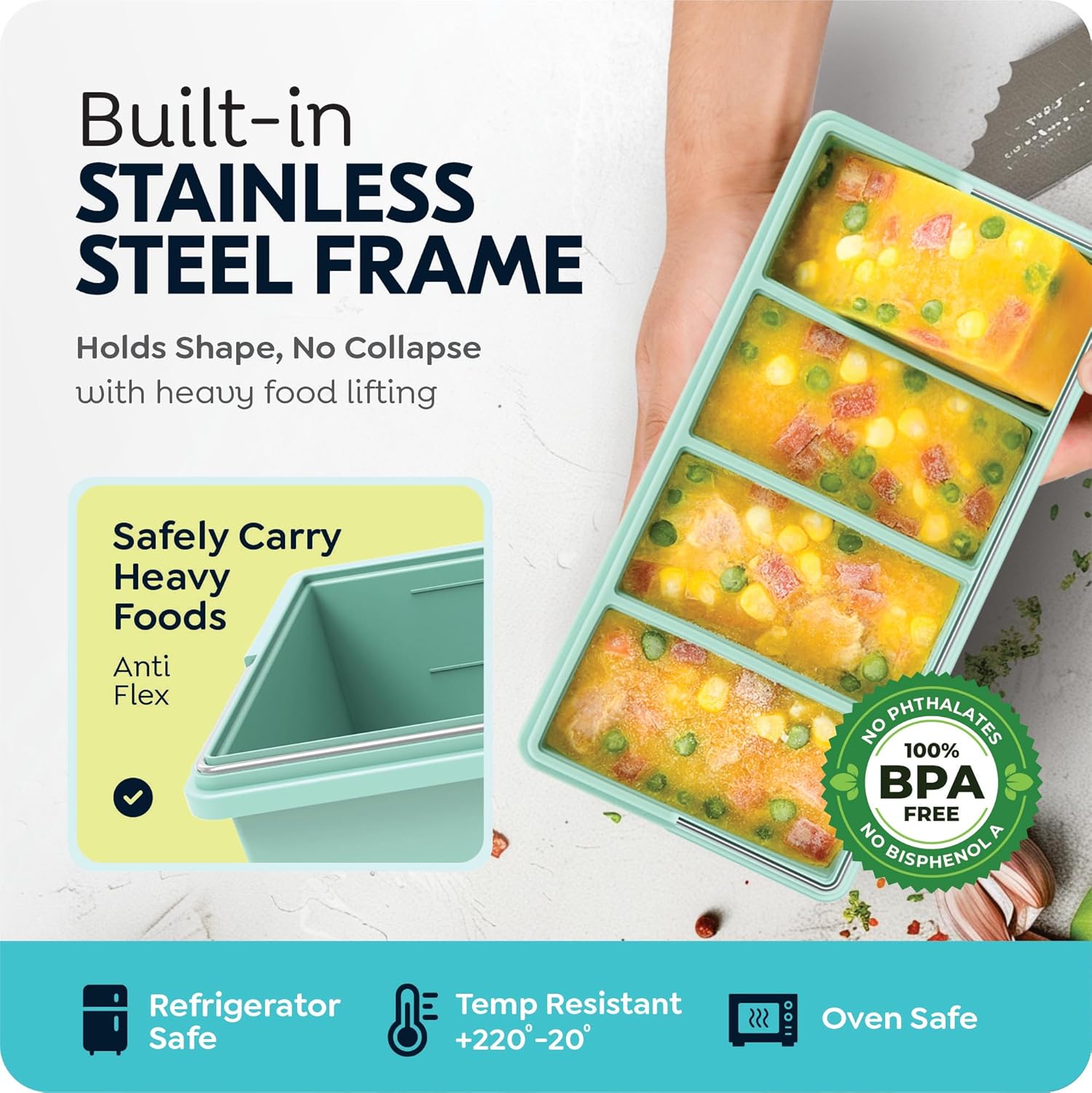 Silicone Freezer Trays with Li - Meal Prep Frozen recensie en prijs