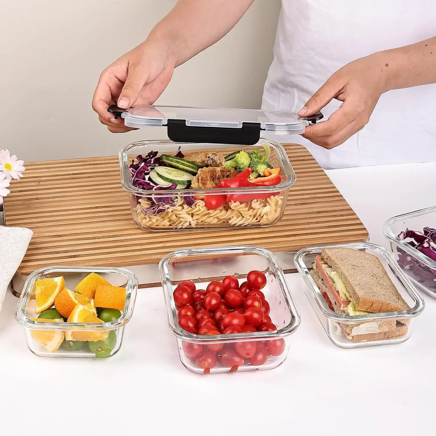 8 Pack Glass Food Storage Cont - Meal Prep Glass Containers With Lids recensie en prijs
