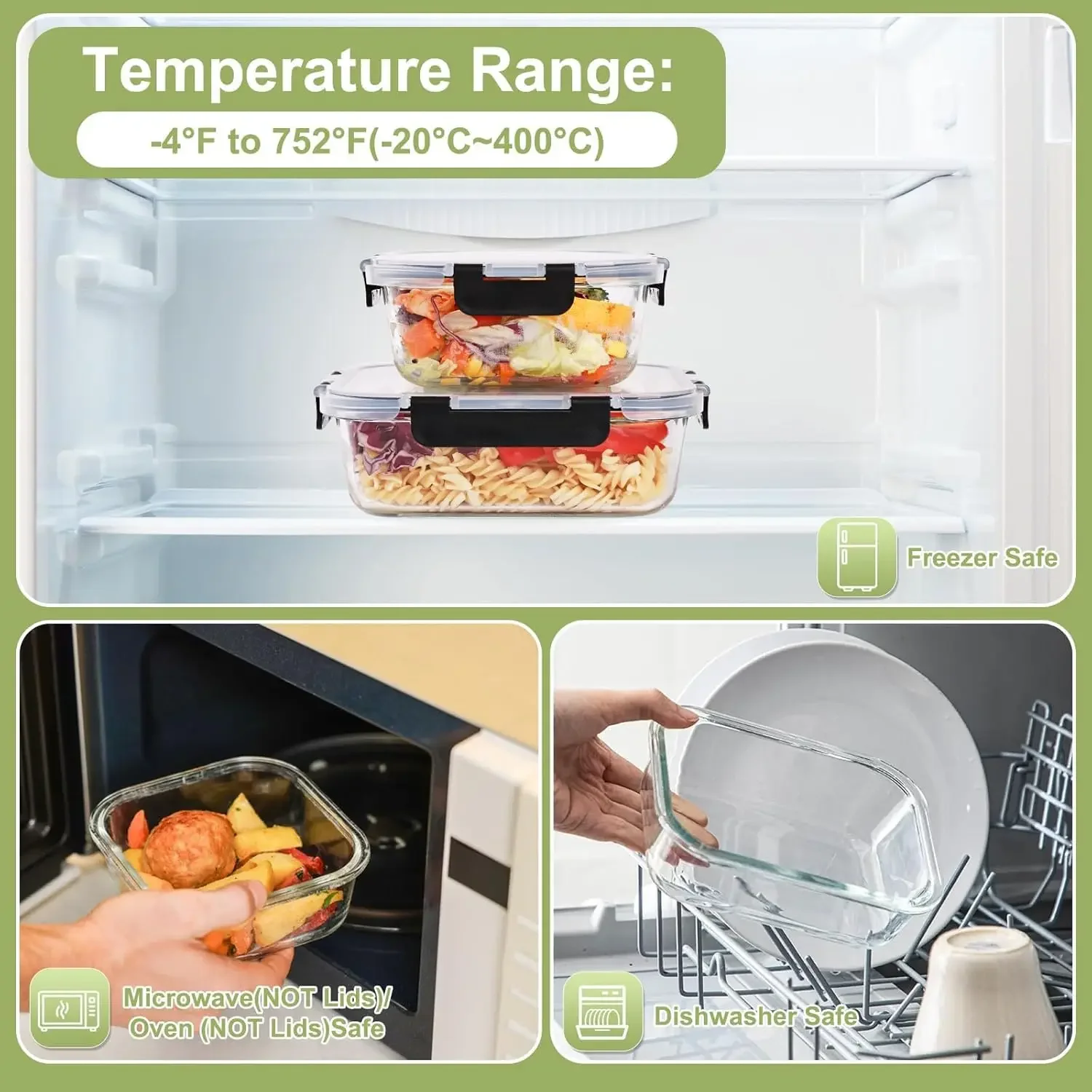 8 Pack Glass Food Storage Cont - Meal Prep Glass Containers With Lids recensie en prijs