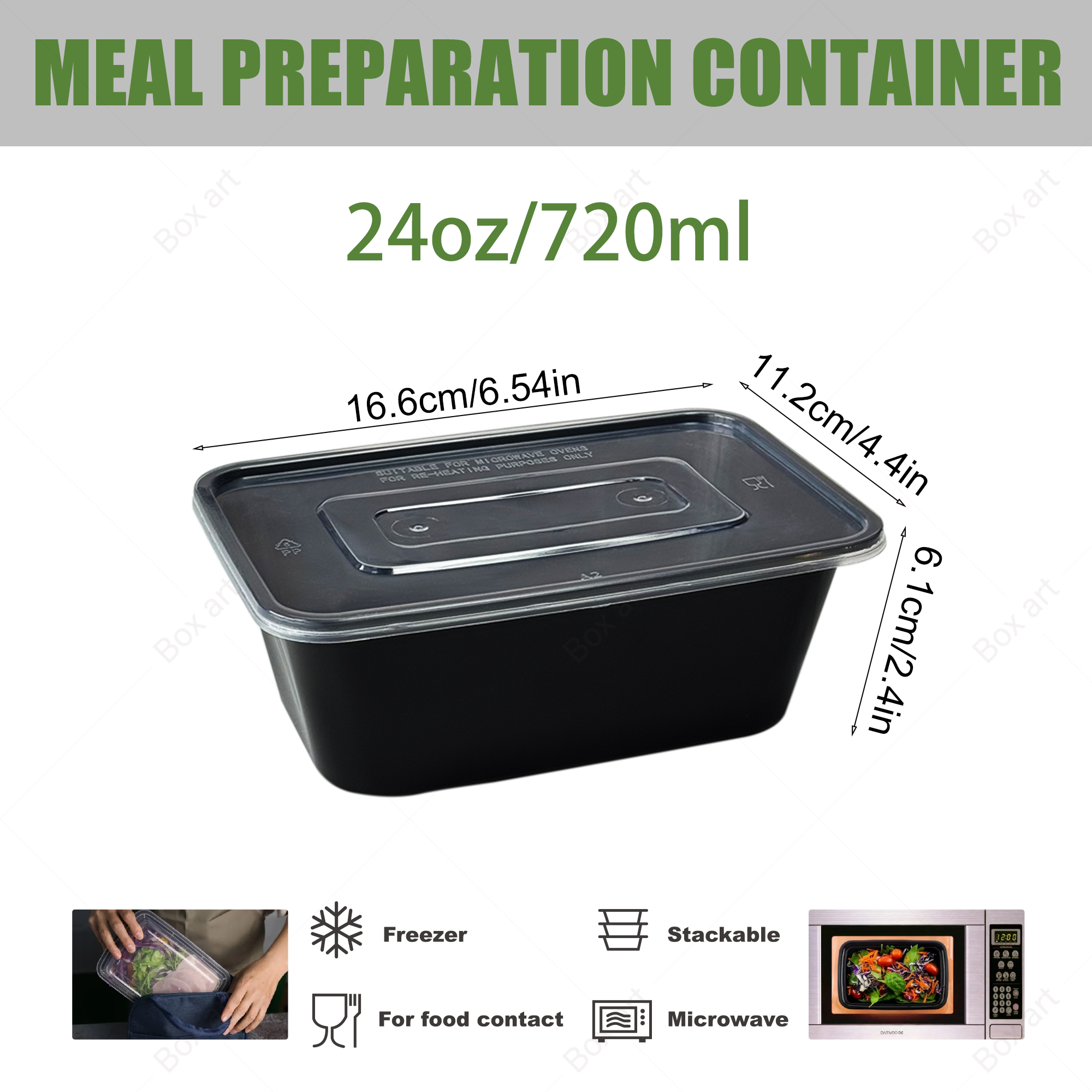 15/50Pcs, 720ml Rectangular Me - Meal Prep Menu recensie en prijs