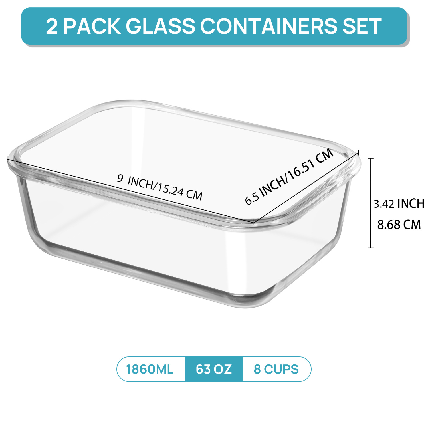 us2Pack 1860ml/ 63oz Large Gla - Meal Prep Glass Containers With Lids recensie en prijs