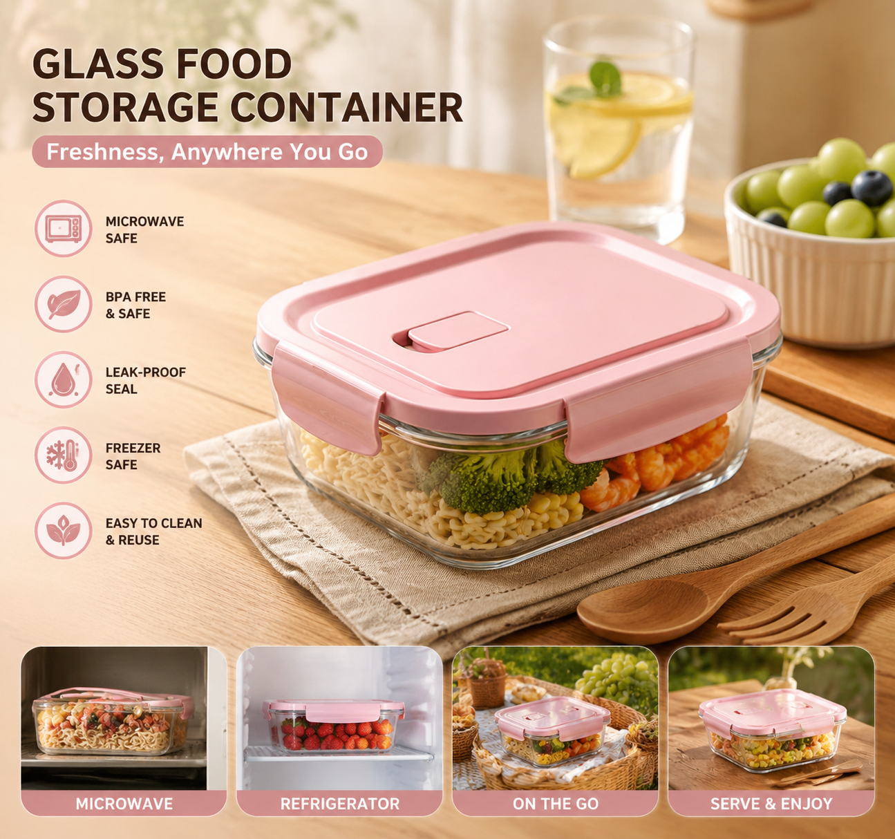 High Borosilicate Glass Food S - Meal Prep Glass Containers With Lids recensie en prijs