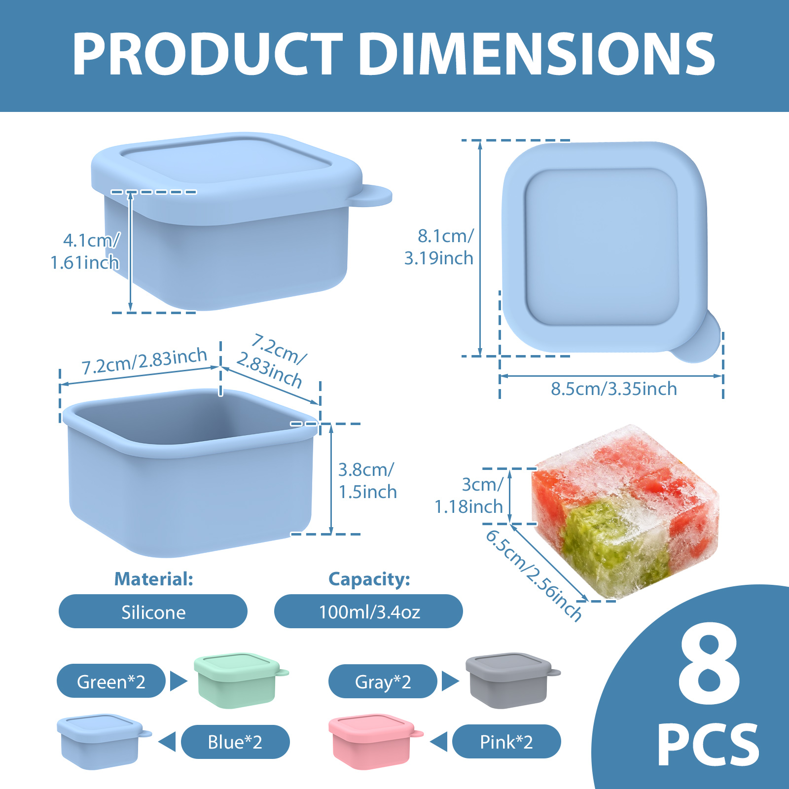 4/8 Pcs 3.4 oz Silicone Freeze - Meal Prep Frozen recensie en prijs