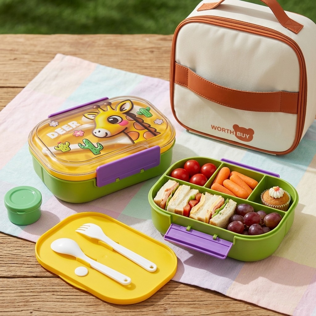 Cute Kids Bento Box 4 Compartm - Meal Prep Lunch Boxes recensie en prijs