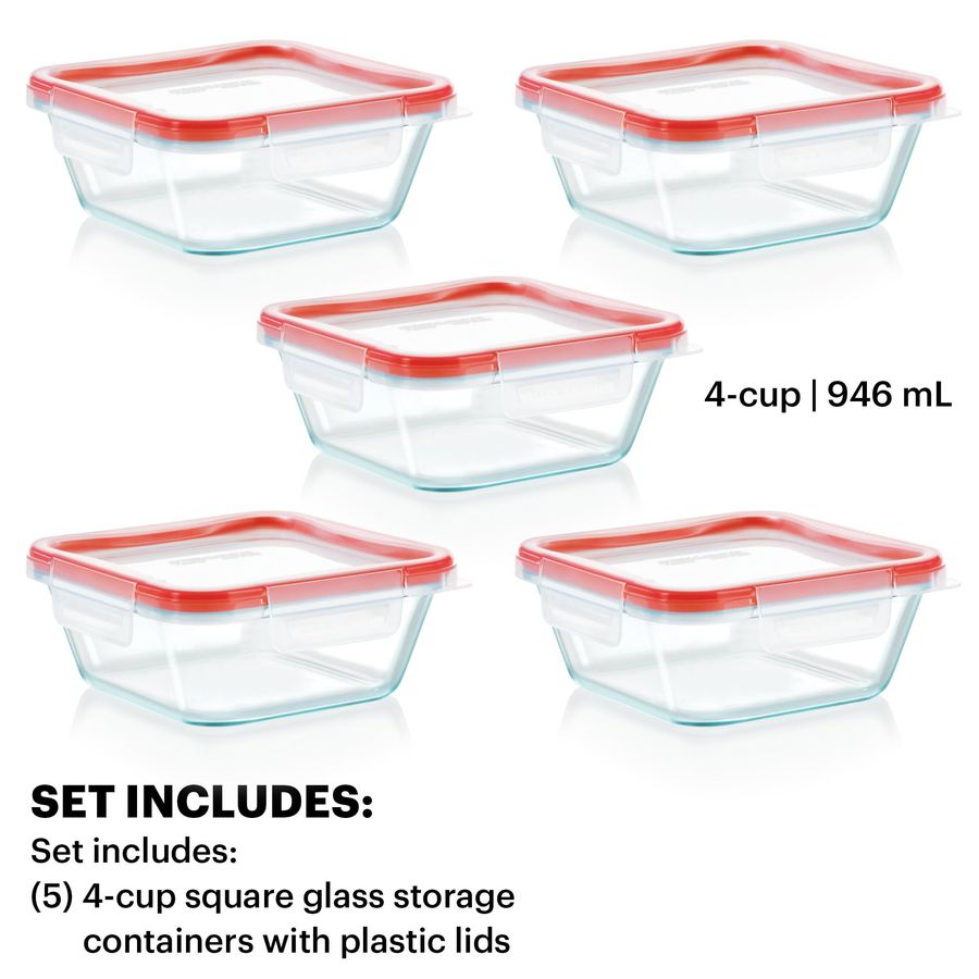 Freshlock 5Pack, 4 Cup Glass F - Meal Prep Glass Containers With Lids recensie en prijs
